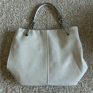Elegant White Woven Tote Bag